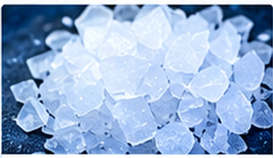 White industrial chemical flakes in close detail